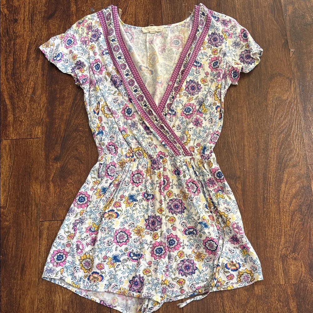 BeBop Floral Jumpsuit with Purple and Yellow Accents